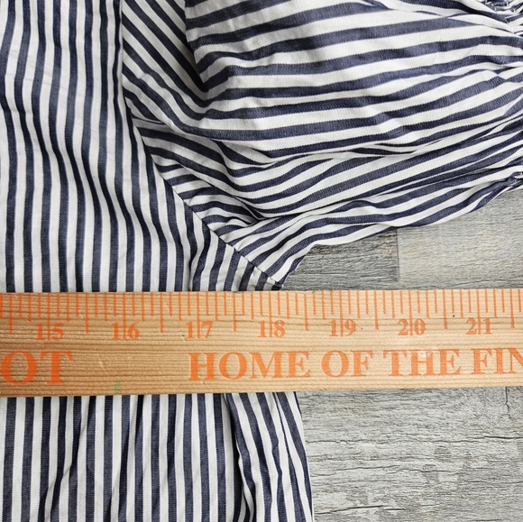 See By Chloe Mock Neck Button Front Striped Tunic Shirt Size 40 Blue White - Picture 11 of 12